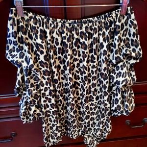 Leopard Off the Shoulder Blouse